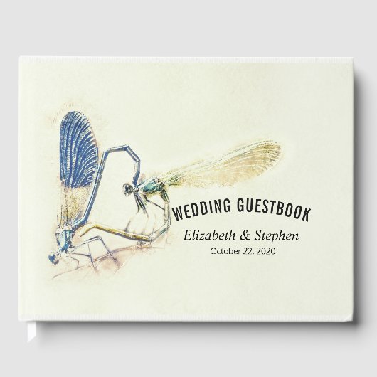Chic Wedding Guestbook Dragonfly Mating Love Heart Gastenboek (Voorkant)
