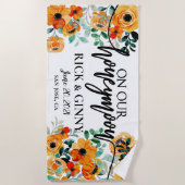 Chic Wedding Honeymoon Gifts Personalized Floral Strandlaken (Voorkant)