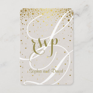 Chic Wedding Invite Goud Confetti Heart RSVP Kaartje