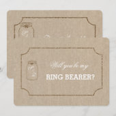 Chic Wedding Mason Jar Linnen Canvas RING DRAGER Kaart (Voorkant / Achterkant)