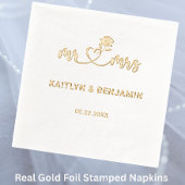 Chic Wedding Mr. & Mrs. Gold Foil Stamped servette Folie Servetten