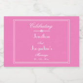 Chic Wedding Personalized Names Cute Pink Mini Likeurfles Etiket (Enkel label)