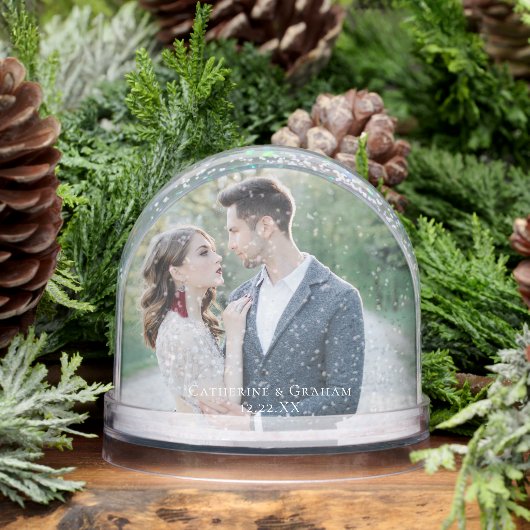 Chic Wedding Photo with White Script Overlay Sneeuwbol (Winter)