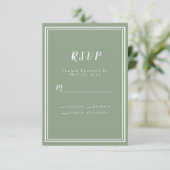 Chic Wedding Sage Green Simple Modern Minimalist RSVP Kaartje (Staand voorkant)