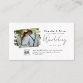 Chic Wedding Website QR Code Minimalist Foto RSVP Visitekaartje (Voorkant)