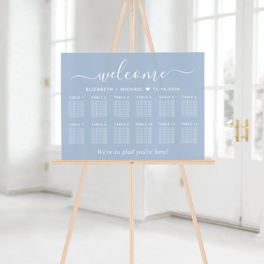 Chic Welcome Dusty Blue 12 Table Mariage Siège