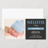 Chic Welkom Baby Boy Geboorteaankondiging Aankondiging (Voorkant / Achterkant)