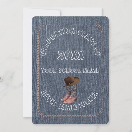 Chic Western Boots Casquette Denim Invitation de d (Devant)