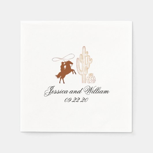 Chic Westerne donkerbruine bruiloft Servet (Voorkant)