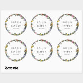 Chic Whimsical  Bloemen monogram bruiloft Ronde Sticker (Vel)