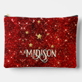 Chic whimsical red black glitter monogram etui (Voorkant)