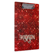Chic whimsical red black glitter monogram klembord (Rechts)