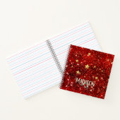 Chic whimsical red black glitter monogram notitieboek (Binnen)