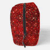 Chic whimsical red black glitter monogram toilettasje (Rechts)