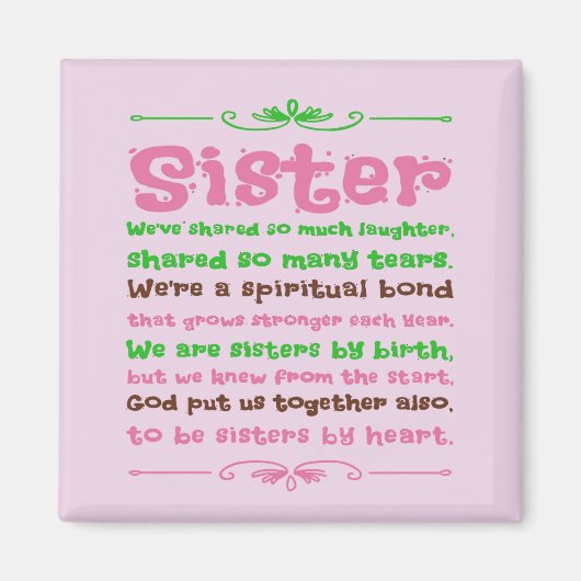 Chic Whimsical Sister Quote Magneet (Voorkant)