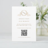 Chic White and Gold Monogram QR Code / RSVP Online Informatiekaartje (Staand voorkant)
