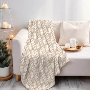Chic White Beach Sand Beige Brown Abstract Chevron Fleece Deken