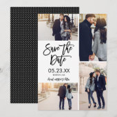 Chic White bewaart de datum 4-foto Collage Kaart (Voorkant / Achterkant)