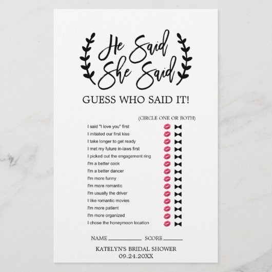 Chic White Black Branches "Hij zei dat ze zei dat  Flyer (Voorkant)