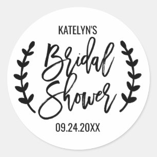Chic White Black Olive Branches Vrijgezellenfeest Ronde Sticker