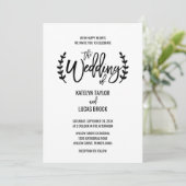 Chic White Black Olive Branches Wedding Kaart (Staand voorkant)