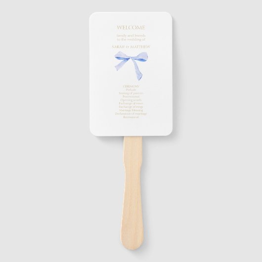 Chic White | Blauwe lintknoop Handwaaier (Voorkant)