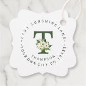 Chic White Bloemen Circulair Adres Label Trouwen (Achterkant)