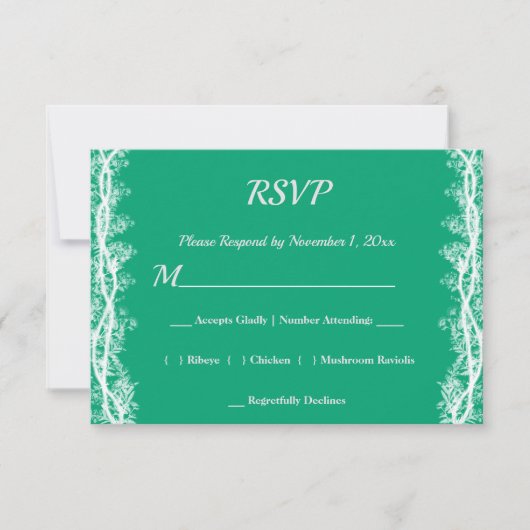 Chic White Botanical Border Wedding RSVP Kaart (Voorkant)