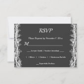 Chic White Botanical Border Wedding RSVP Kaart (Voorkant)