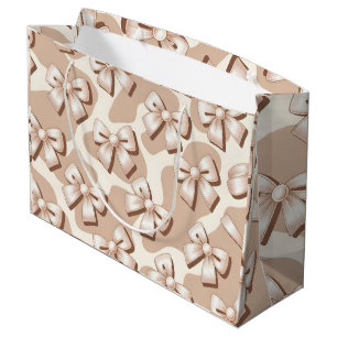 Chic White Bow & Beige Koe Print Halloween Groot Cadeauzakje