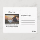 Chic White Calligraphy Foto bruiloft Dank u Briefkaart (Achterkant)