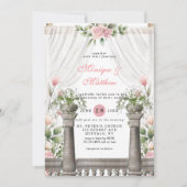 Chic White Canopy Pink Florals Wedding Kaart (Voorkant)