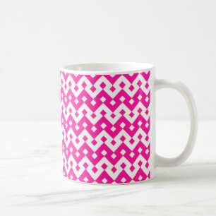 Chic White Coffee Mok, Snoep roze geometrisch Koffiemok
