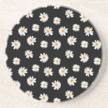 Chic White Daisies Pattern op zwarte achtergrond
