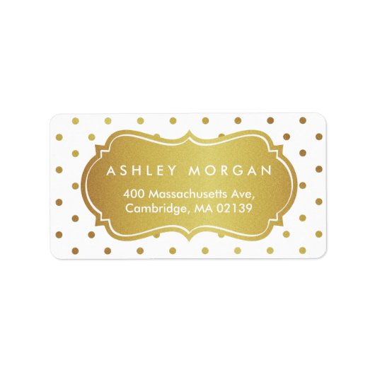 Chic White en Gold Glitter Polka Dots Etiket (Voorkant)