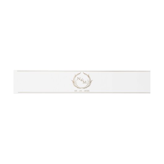 Chic White en Gold Monogram Crest Wedding Uitnodigingen Wikkel (Vlak)
