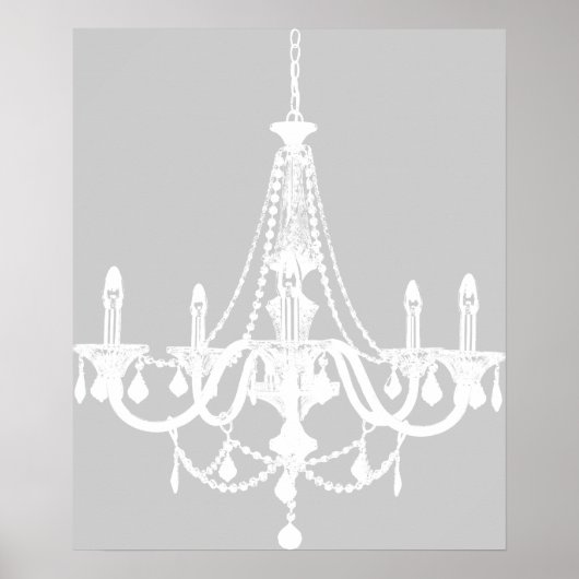 Chic White en Gray Chandelier Poster (Voorkant)