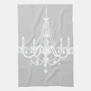 Chic White en Gray Chandelier Theedoek