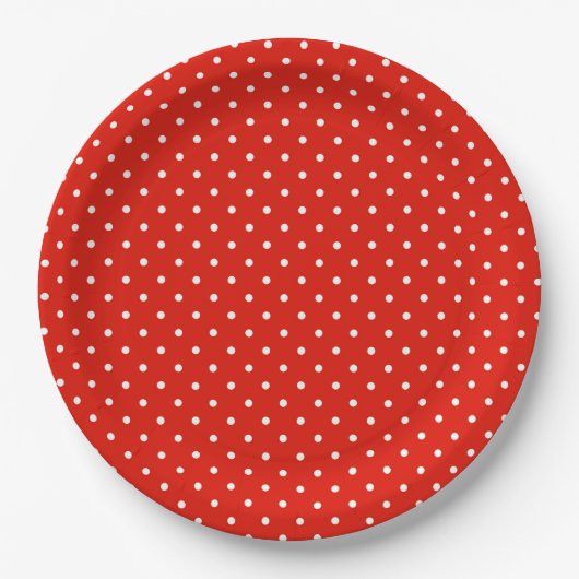 Chic White en Red Polka Dots Pattern Bord (Voorkant)