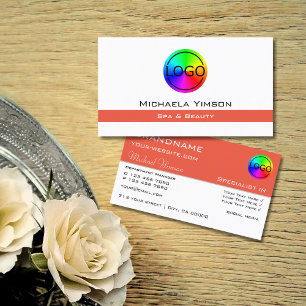 Chic White en Salmon met Logo Professional Visitekaartje