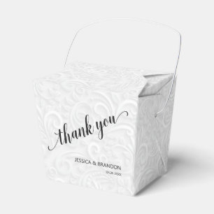 Chic White Filigree Wedding Dank je wel voor doos Bedankdoosjes