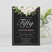 Chic White Floral 50 en Fabulous Birthday Kaart (Staand voorkant)