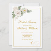 Chic White floral Travel Bridal Shower Invitation (Devant)