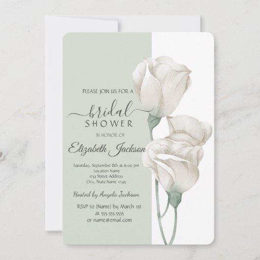 Chic White Flowers Roos Vrijgezellenfeest Kaart (Voorkant)