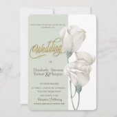 Chic White Flowers Rozen Wedding Kaart (Voorkant)