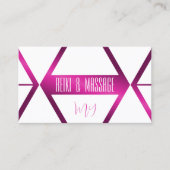 Chic White Geometric Shimmery Pink met Monogram Visitekaartje (Voorkant)