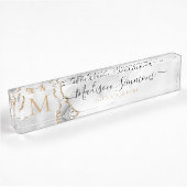 Chic White Gold Glitter Agate Monogram Script Name Naambordje
