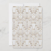 Chic White Gold Great Art Deco Wedding Kaart (Achterkant)