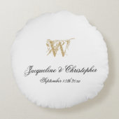 Chic White Gold Monogram Pas getrouwd Wedding Keep Rond Kussen (Achterkant)
