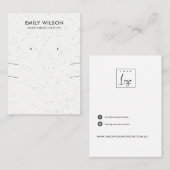 CHIC WHITE GRAY TERRAZZO KETTING EARRING DISPLAY VISITEKAARTJE (Voorkant / Achterkant)